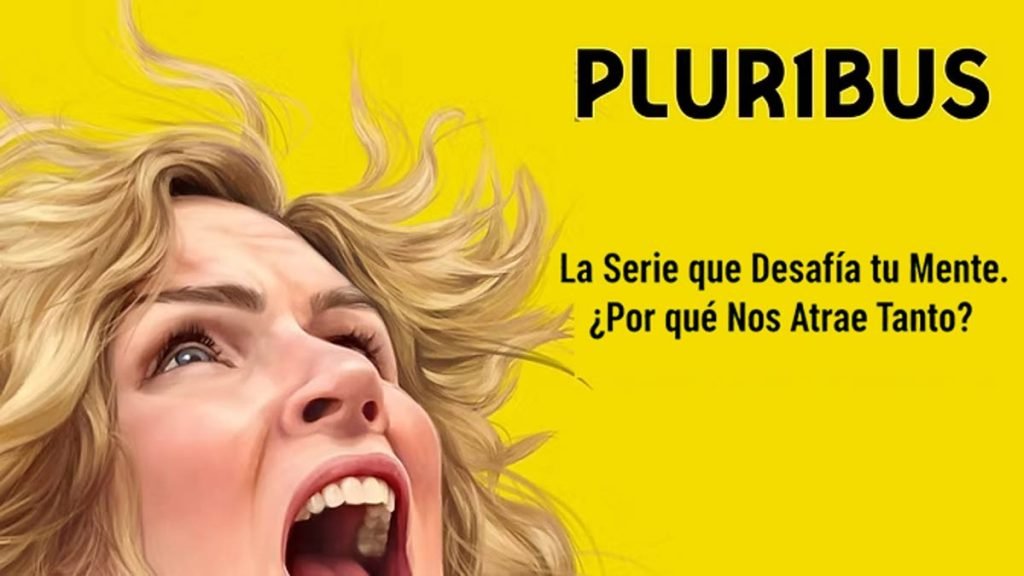 Carol Sturka triste en un mundo hiper-saturado y colorido de la serie Pluribus. Contraste de la felicidad forzada y la resistencia.