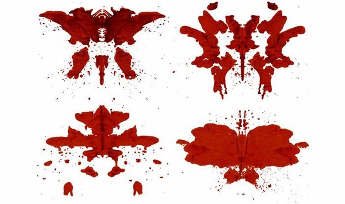 Imagen de test de personalidad con manchas rojas tipo Rorschach